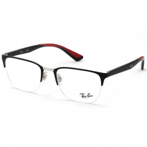 culos de grau Ray-ban rb 6428 2997 metal preto vermelho