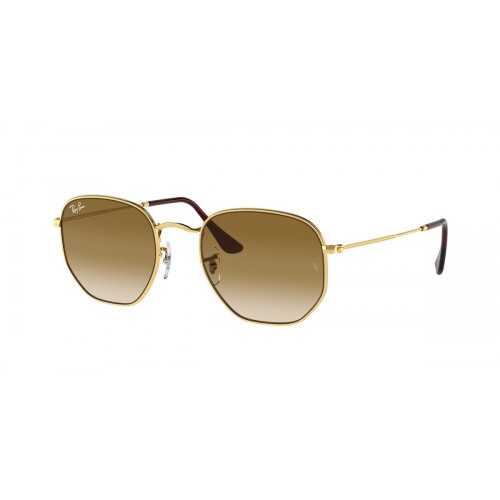 culos de sol Ray Ban dourado hexagonal RB3548 001/51 51 Unissex