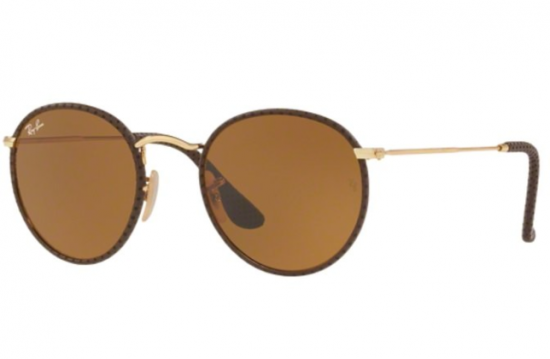 culos de Sol Ray Ban Round Craft RB3475Q 9041 Marrom Couro 