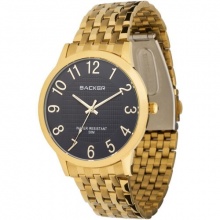 Relgio Backer Masculino Ref: 3558145m Pr Slim Dourado Ao